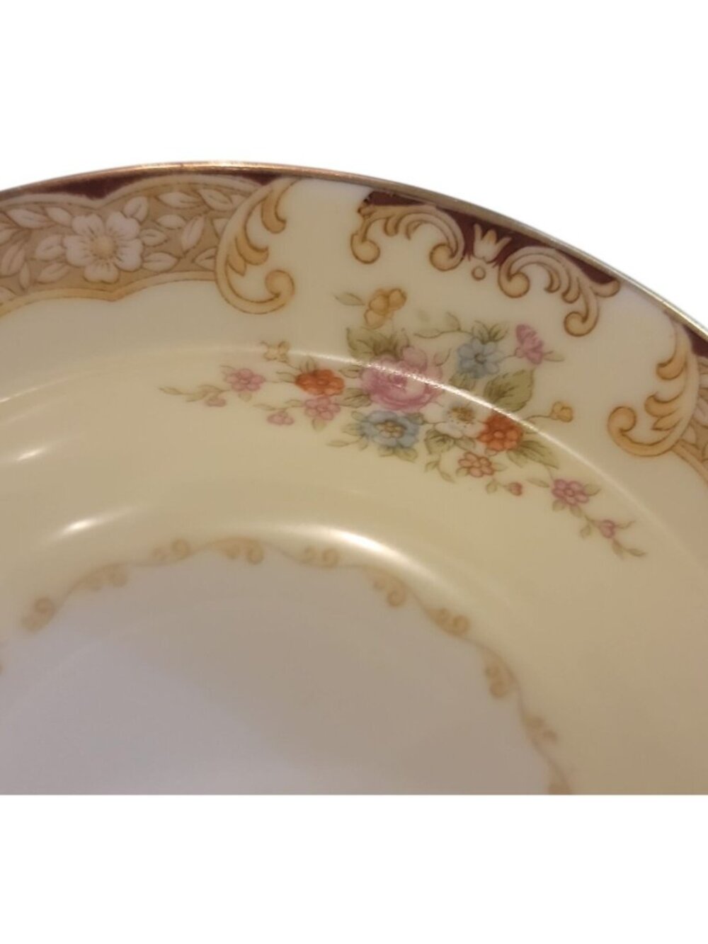 Noritake N30 Fruit Bowl Occupied Japan 1947 Vtg Rare Ivory White Floral 5.5" - Picture 10 of 12